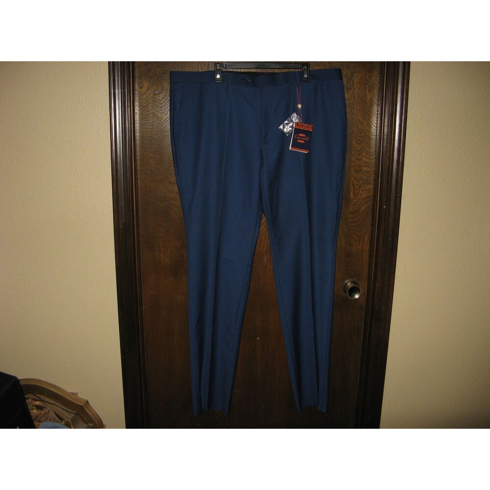 Mens Carlos Lusso Trousers Slacks Pants Blue Size 44 NWT